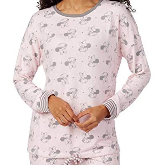 Disney Minnie Mouse Print Pink Size Large Cozy Pajama 2 piece set. - Picture 1 of 7